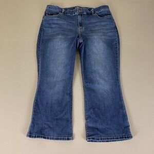 Chaps Mid Rise Crop Kick Flare Jeans Women's Plus Size 16W Blue Dark Wash  Denim